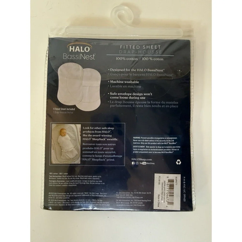 HALO Bassinest Fitted Sheet Gray Dot 100% Cotton Swivel Sleeper NIP Baby Bedding